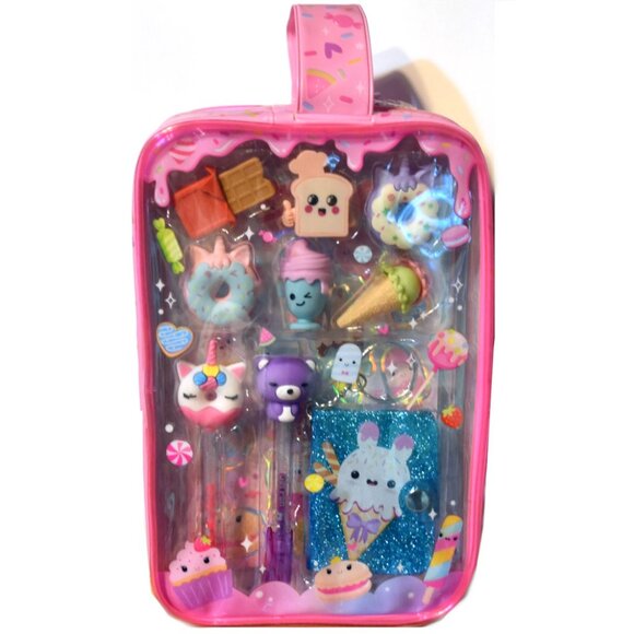 Kids Cute Essentials Stationery Set in Case - Erasers Notebook & More NWT - Picture 1 of 6